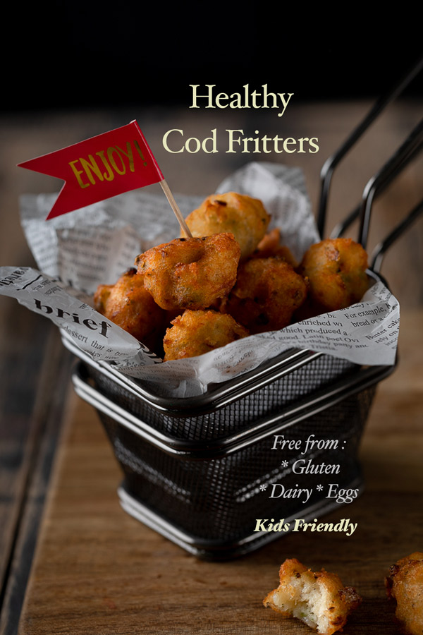 Cod fish fritters free from gluten