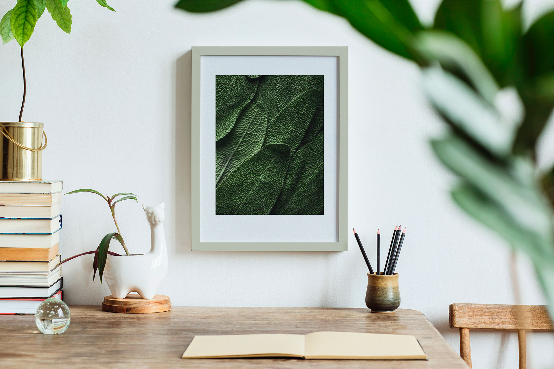 sage leaves poster, green leaves wall art